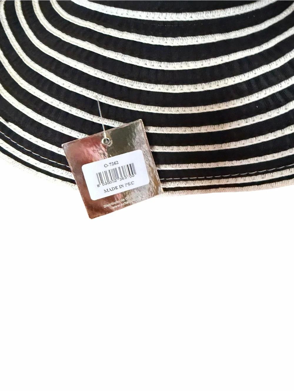 Laura Biagiotti Black and White Striped Wide Brim Sun Hat